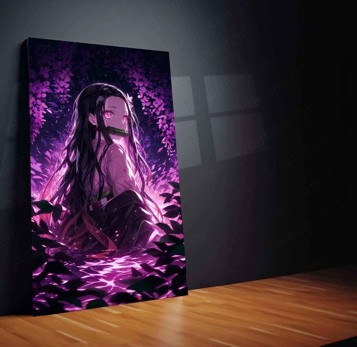 Nezuko Kamado Metal Poster – Demon Slayer’s Fiery Protector | Stunning Nezuko Anime Wall Art 2 - TURTLEWINGS