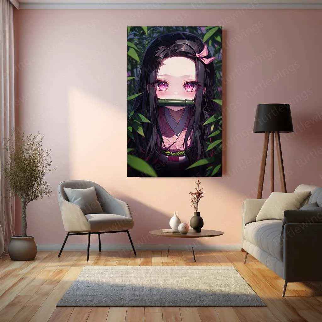 Nezuko Kamado Metal Poster – Demon Slayer’s Fiery Protector | Stunning Nezuko Anime Wall Art 4 - TURTLEWINGS
