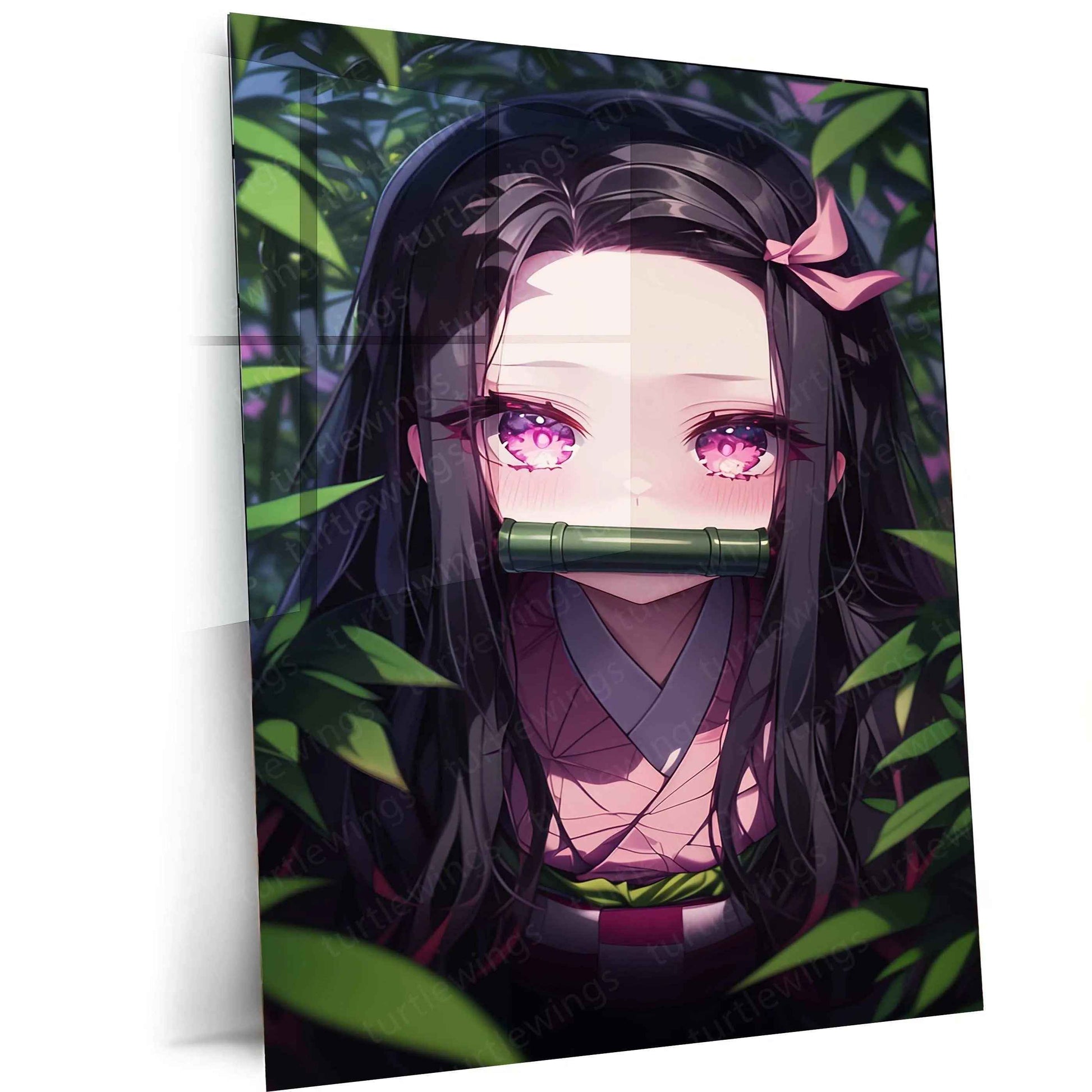 Nezuko Kamado Metal Poster – Demon Slayer’s Fiery Protector | Stunning Nezuko Anime Wall Art 4 - TURTLEWINGS
