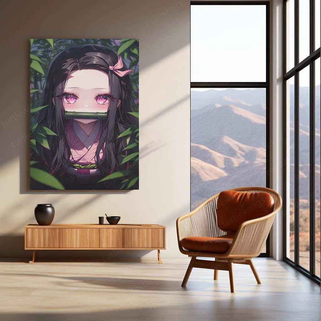 Nezuko Kamado Metal Poster – Demon Slayer’s Fiery Protector | Stunning Nezuko Anime Wall Art 4 - TURTLEWINGS