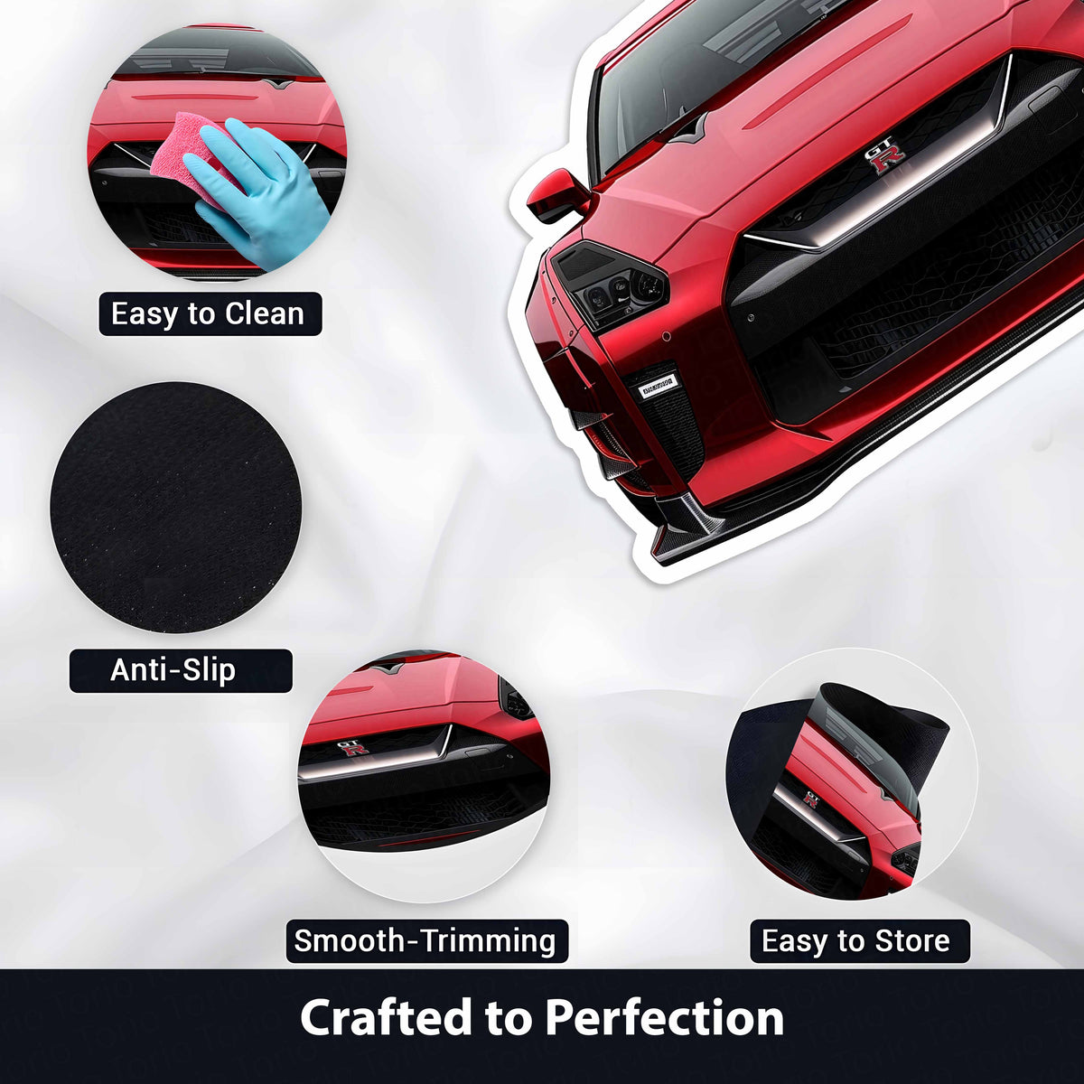 Nissan GT-R R35 Floor Mat | Anti-Slip 3mm Absorbent Supercar Design Flat Rug | Easy Clean Waterproof Car-Style Floor Mat for Home, Office & Garage