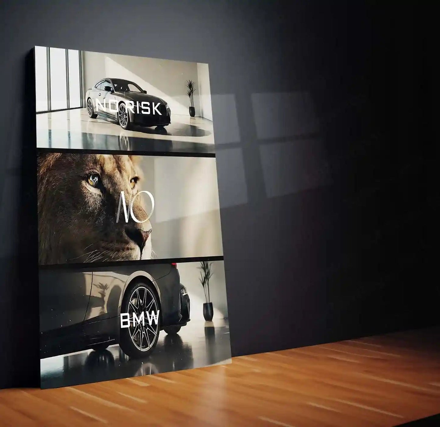 Quote Metal Poster | No Risk, No BMW Metal Frame Luxury Ambition Wall Art | Elite Hustle & High-Reward Mindset Quote Metal Poster - TURTLEWINGS 