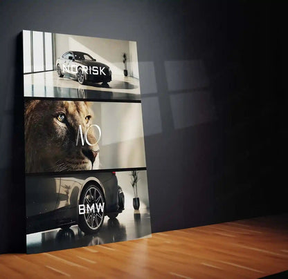 Quote Metal Poster | No Risk, No BMW Metal Frame Luxury Ambition Wall Art | Elite Hustle & High-Reward Mindset Quote Metal Poster - TURTLEWINGS 