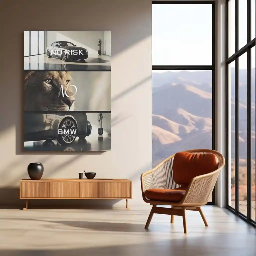 Quote Metal Poster | No Risk, No BMW Metal Frame Luxury Ambition Wall Art | Elite Hustle & High-Reward Mindset Quote Metal Poster - TURTLEWINGS 