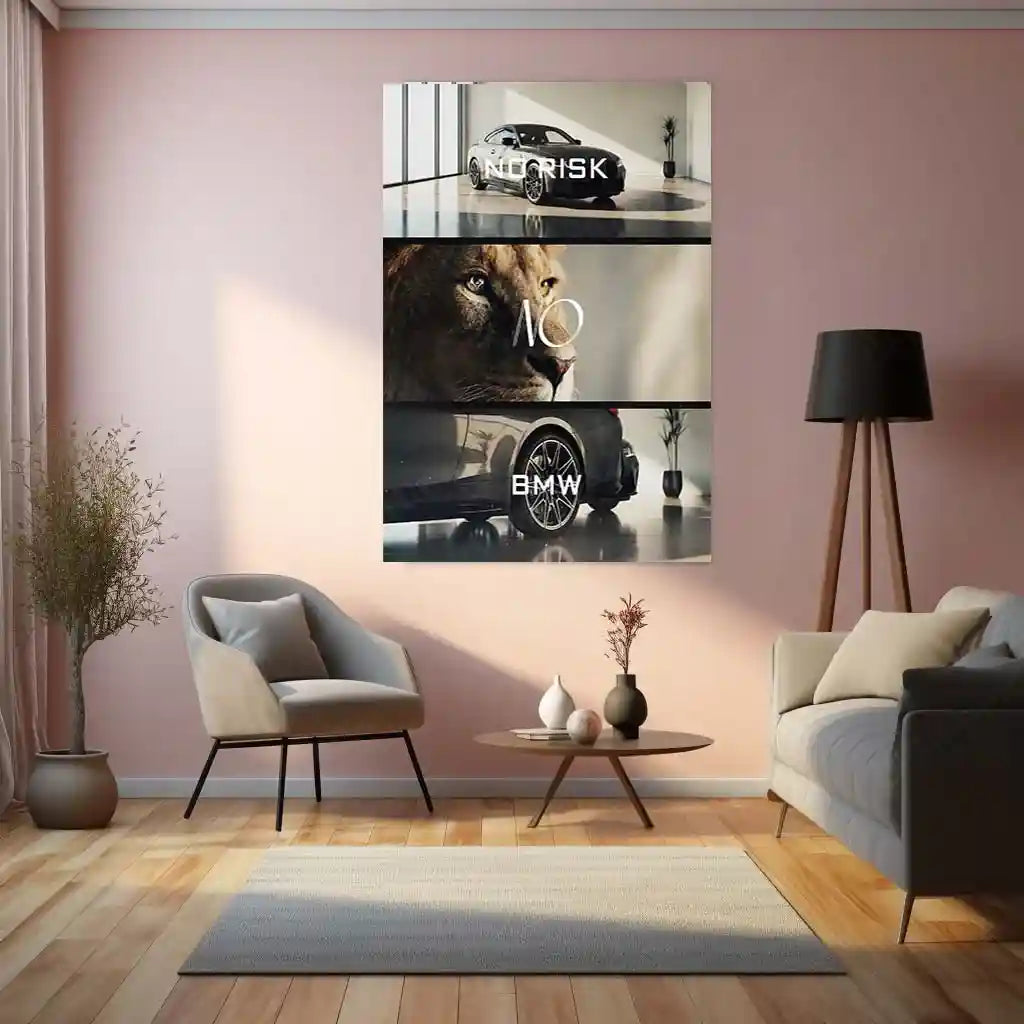 Quote Metal Poster | No Risk, No BMW Metal Frame Luxury Ambition Wall Art | Elite Hustle & High-Reward Mindset Quote Metal Poster - TURTLEWINGS 