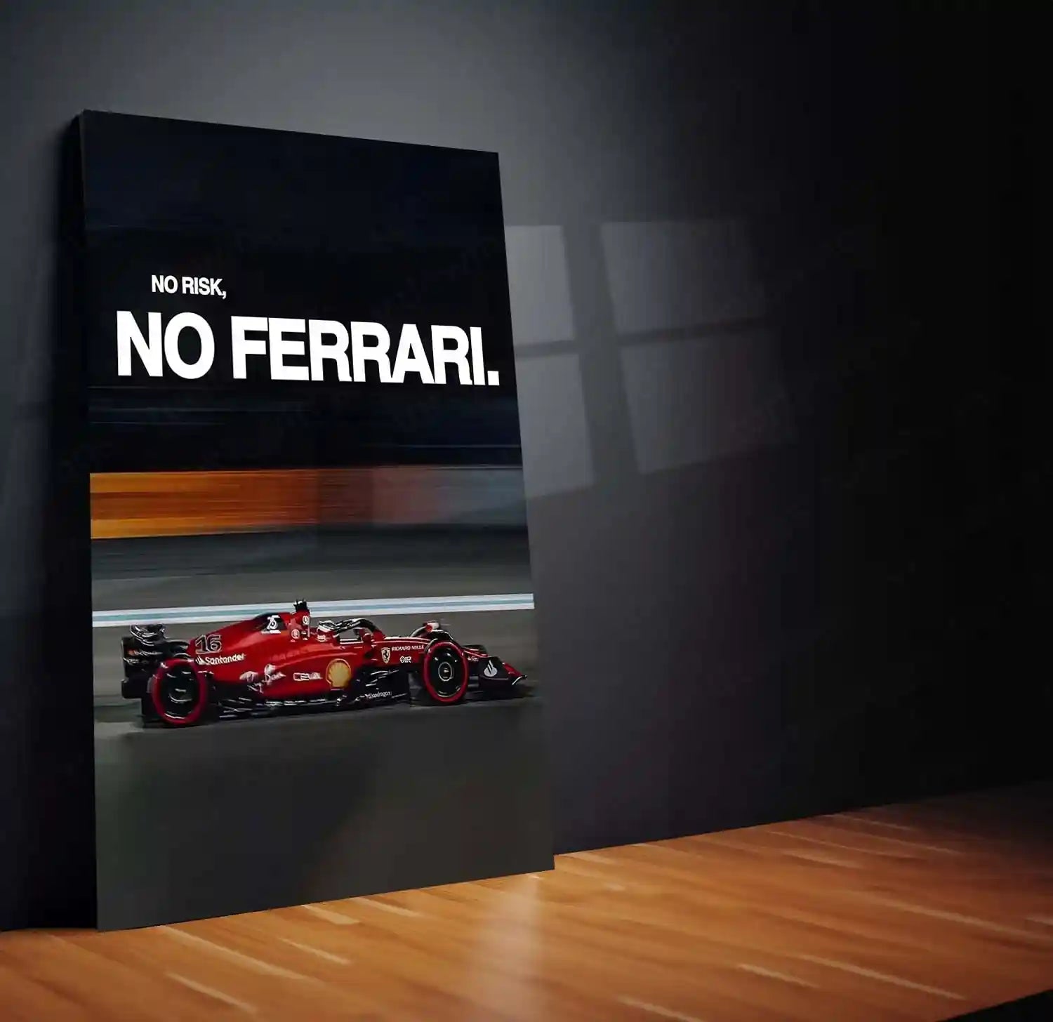 Quote Metal Poster | No Risk, No Ferrari Metal Frame Italian Performance Ambition Wall Art | Speed, Prestige & Elite Mindset Quote Metal Poster 01 - TURTLEWINGS 