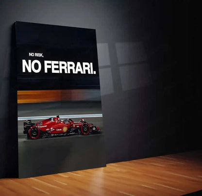 Quote Metal Poster | No Risk, No Ferrari Metal Frame Italian Performance Ambition Wall Art | Speed, Prestige & Elite Mindset Quote Metal Poster 01 - TURTLEWINGS 