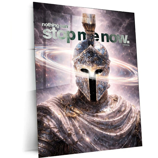 Quote Metal Poster | “Nothing Can Stop Me Now” Warrior Quote Metal Frame Wall Art | Spartan Helmet Motivation Poster | Premium Gym & Office Decor - TURTLEWINGS