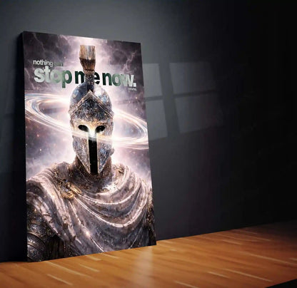 Quote Metal Poster | “Nothing Can Stop Me Now” Warrior Quote Metal Frame Wall Art | Spartan Helmet Motivation Poster | Premium Gym & Office Decor - TURTLEWINGS