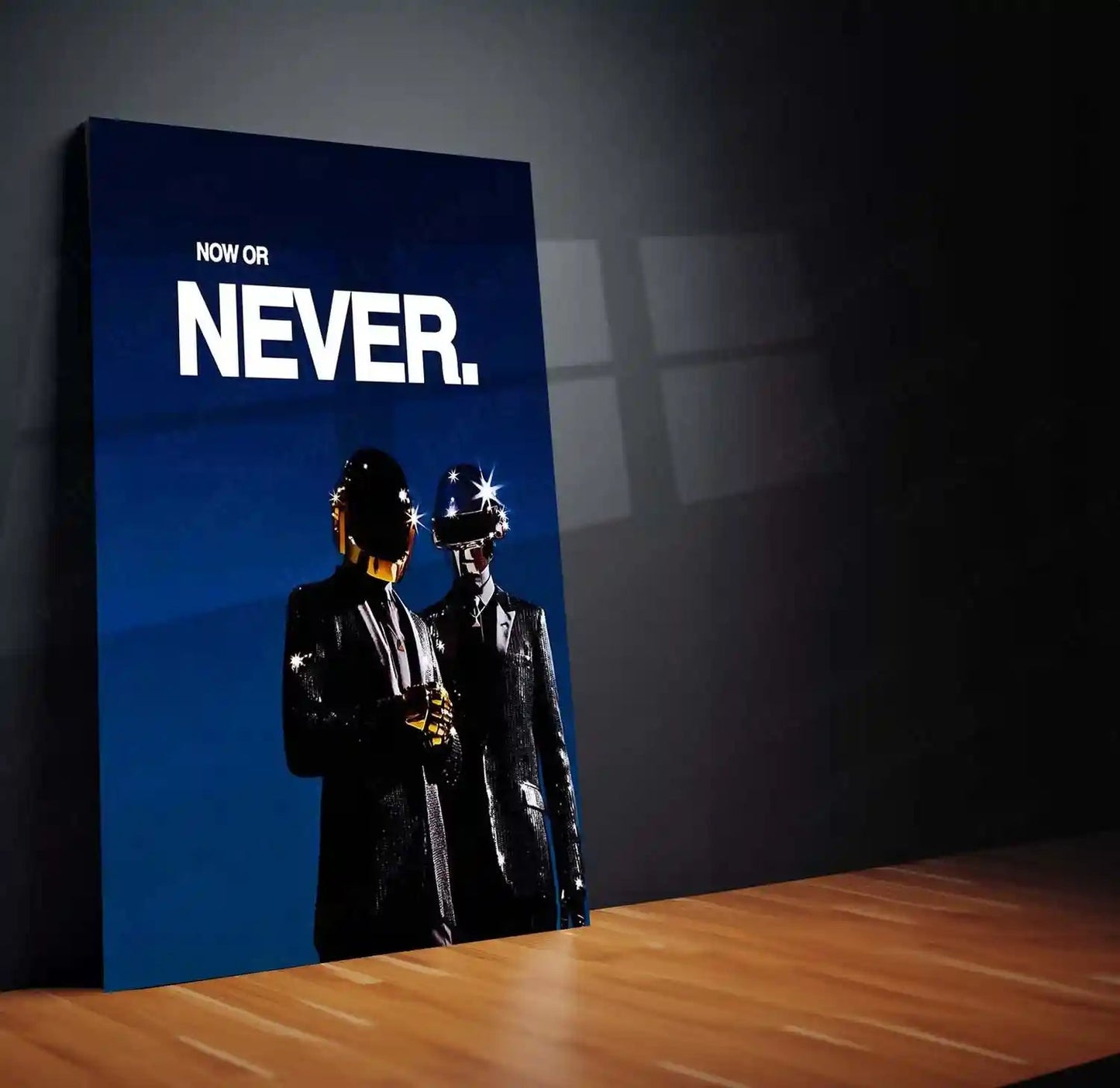 Quote Metal Poster | Daft Punk – Now or Never Metal Frame Time-Is-Now Execution Mindset Quote Wall Art | Action Over Delay Futuristic Metal Poster - TURTLEWINGS