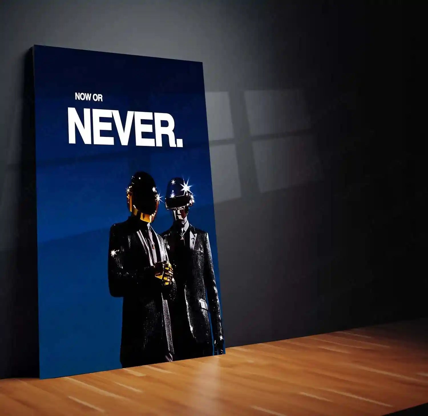 Quote Metal Poster | Daft Punk – Now or Never Metal Frame Time-Is-Now Execution Mindset Quote Wall Art | Action Over Delay Futuristic Metal Poster - TURTLEWINGS