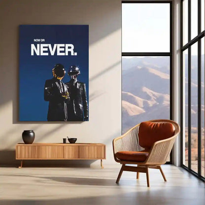 Quote Metal Poster | Daft Punk – Now or Never Metal Frame Time-Is-Now Execution Mindset Quote Wall Art | Action Over Delay Futuristic Metal Poster - TURTLEWINGS