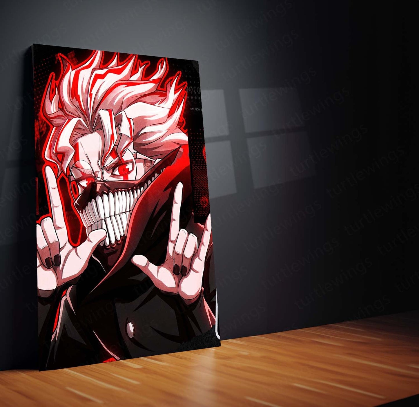Anime Metal Poster Set of 3 | Okarun Dandadan Red Aura Triptych Wall Art