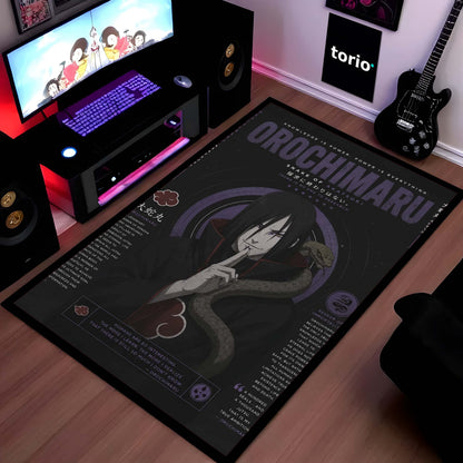 Naruto Orochimaru Anime Character Flat Rug | Legendary Sannin Snake Master Art Flat Rug | Premium Anime Gaming Room Floor Decor