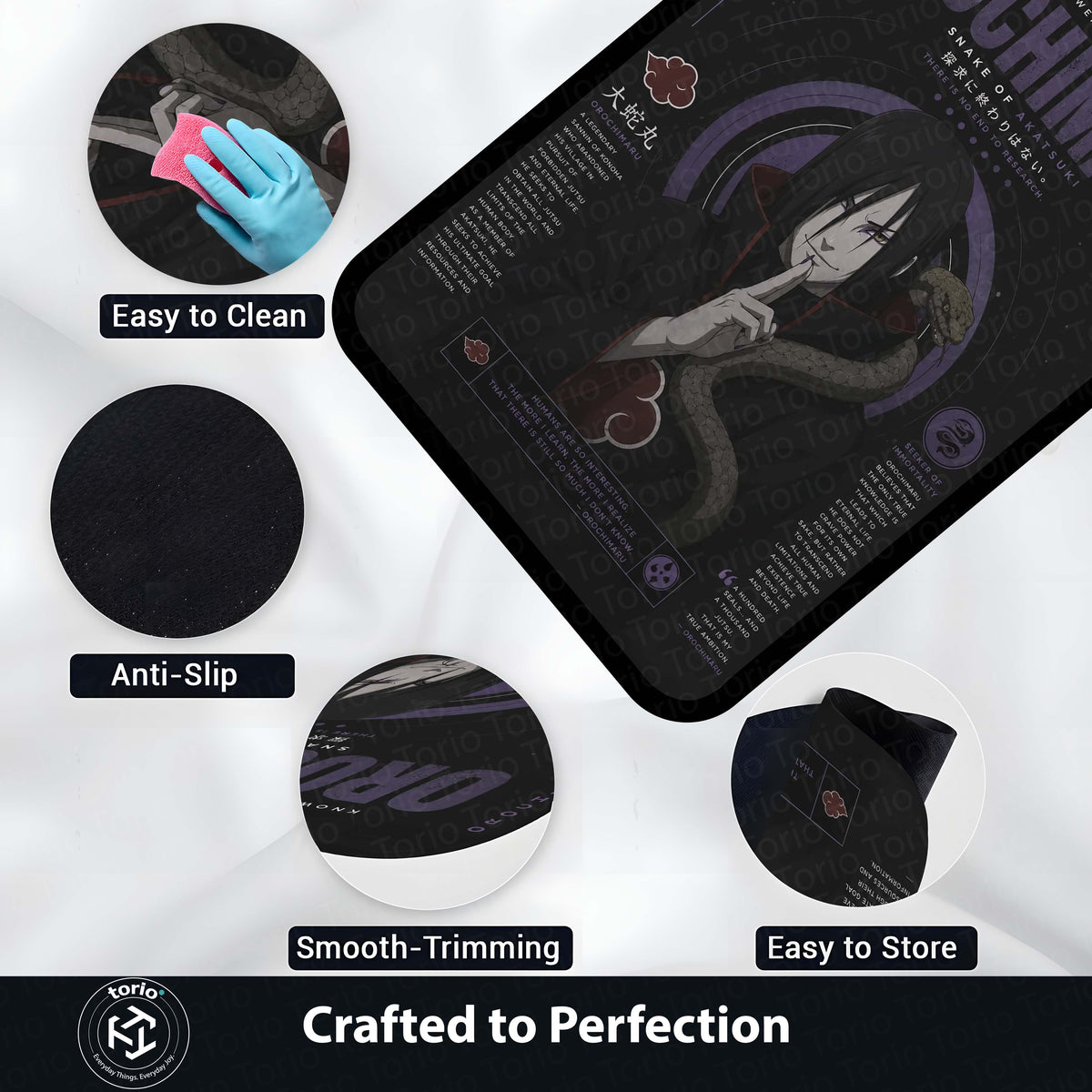 Naruto Orochimaru Anime Character Flat Rug | Legendary Sannin Snake Master Art Flat Rug | Premium Anime Gaming Room Floor Decor