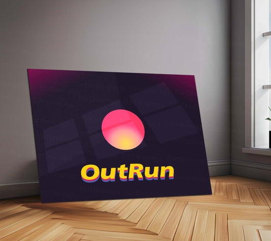 Outrun Typography – Metal Frame | Retro Synthwave Quote Wall Art | Vaporwave Neon Aesthetic Poster - TURTLEWINGS