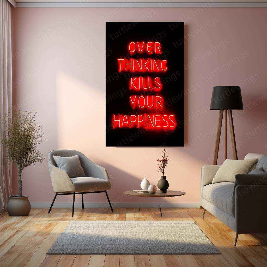 Overthinking Kills Metal Poster | Minimalist Motivational Wall Art | Mindset Decor - TURTLEWINGS