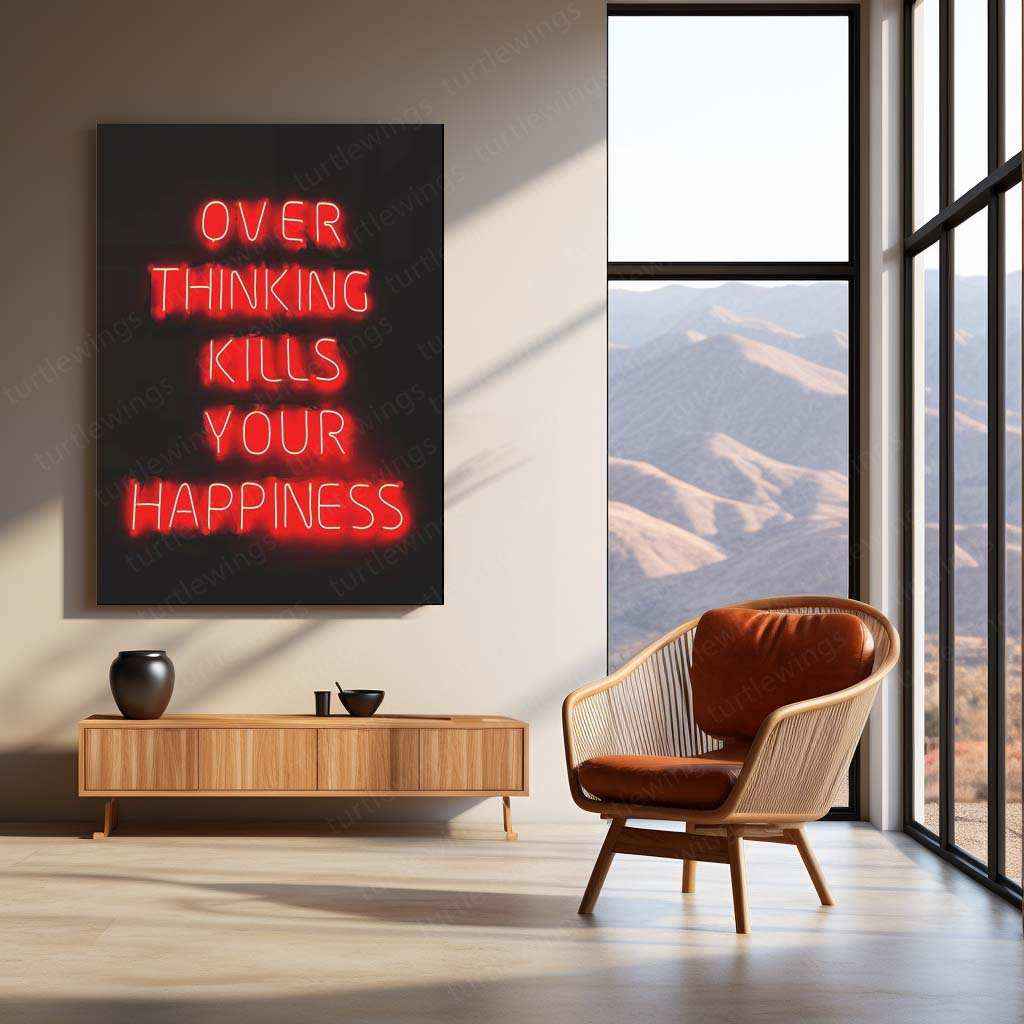 Overthinking Kills Metal Poster | Minimalist Motivational Wall Art | Mindset Decor - TURTLEWINGS