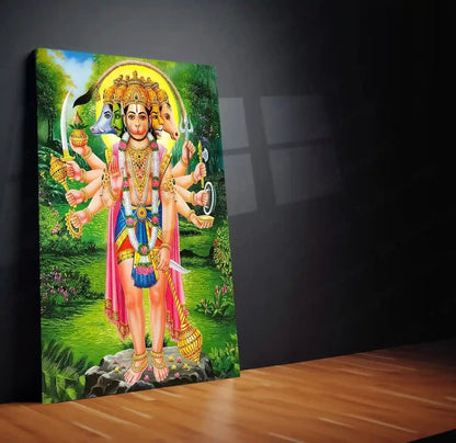 Spiritual God Metal Poster | Panchamukhi Hanuman Metal Poster | Divine Protection Wall Art | Spiritual Decor for Home - TURTLEWINGS