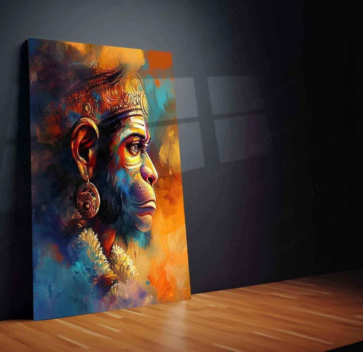Abstract Art of Lord Hanuman – Divine Metal Poster - TURTLEWINGS