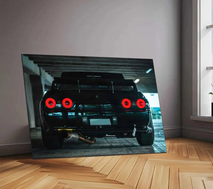 LED | 🏁 Nissan Skyline GT-R R34 Neon LED Metal Poster | JDM Legend Wall Art | Street Racer Glow Decor - TURTLEWINGS