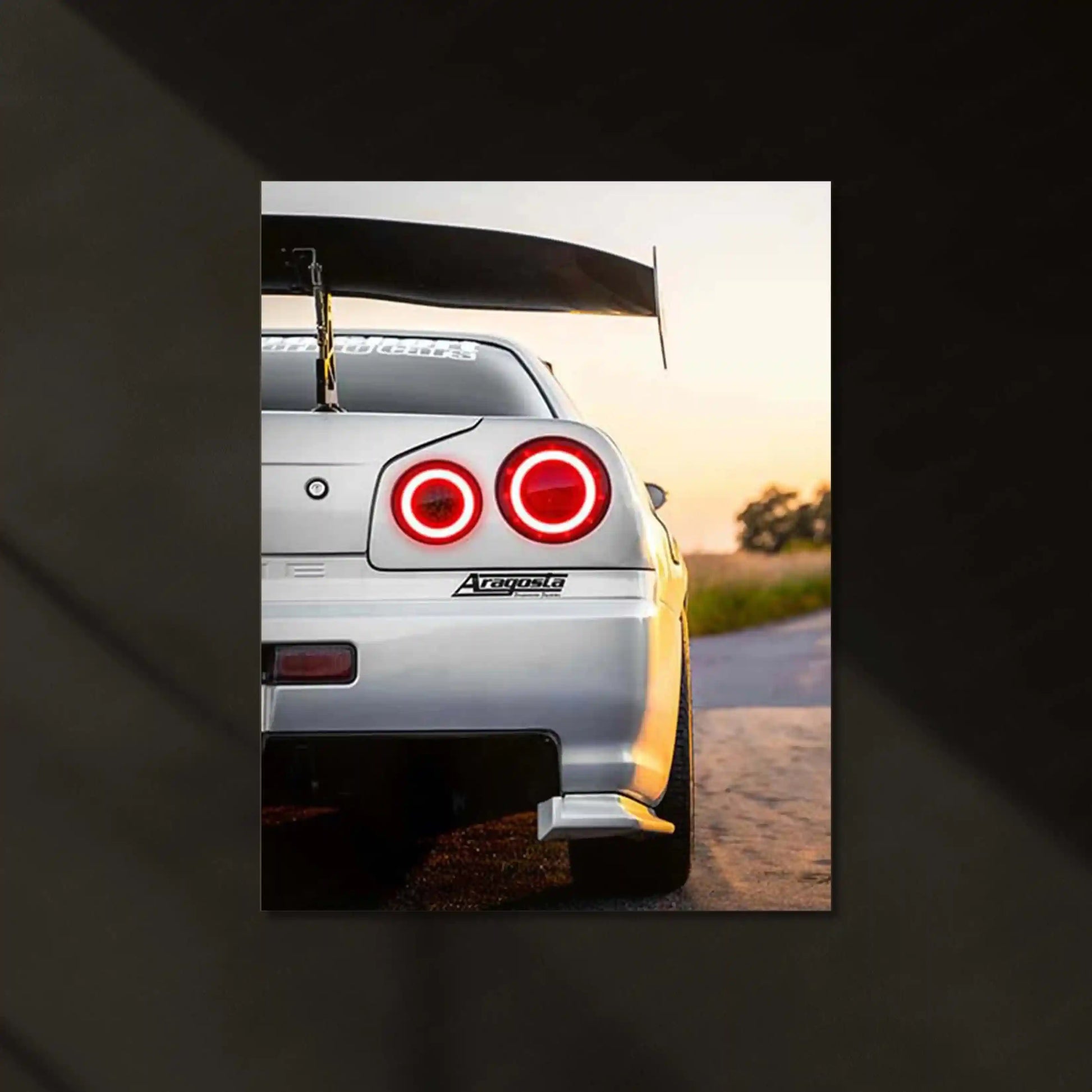 LED | 🏁 Nissan Skyline GT-R R34 Neon LED Metal Poster | JDM Legend Wall Art | Street Racer Glow Decor 03 - TURTLEWINGS