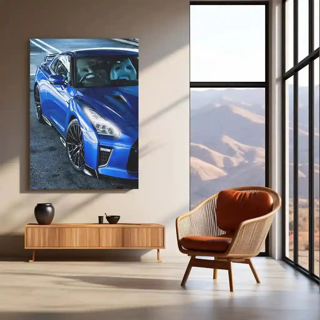 LED | ⚡ Nissan GT-R R35 Neon LED Metal Poster | Godzilla Supercar Wall Art | Modern JDM Glow Decor - TURTLEWINGS