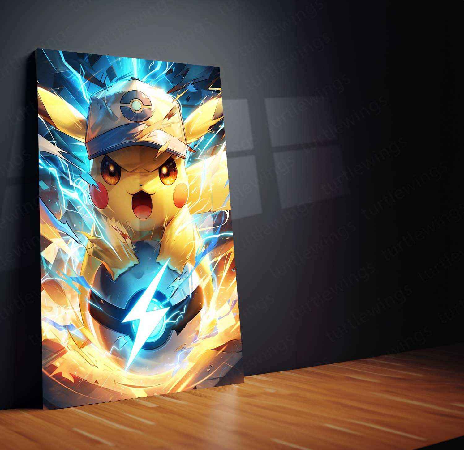 Pikachu Metal Poster – Iconic Electric Pokémon | Cute Pikachu Anime Wall Art - TURTLEWINGS