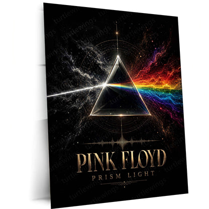 Pink Floyd – Prism Light | Psychedelic Rock Album Inspired Metal Frame | Iconic Music Wall Art by TurtleWings