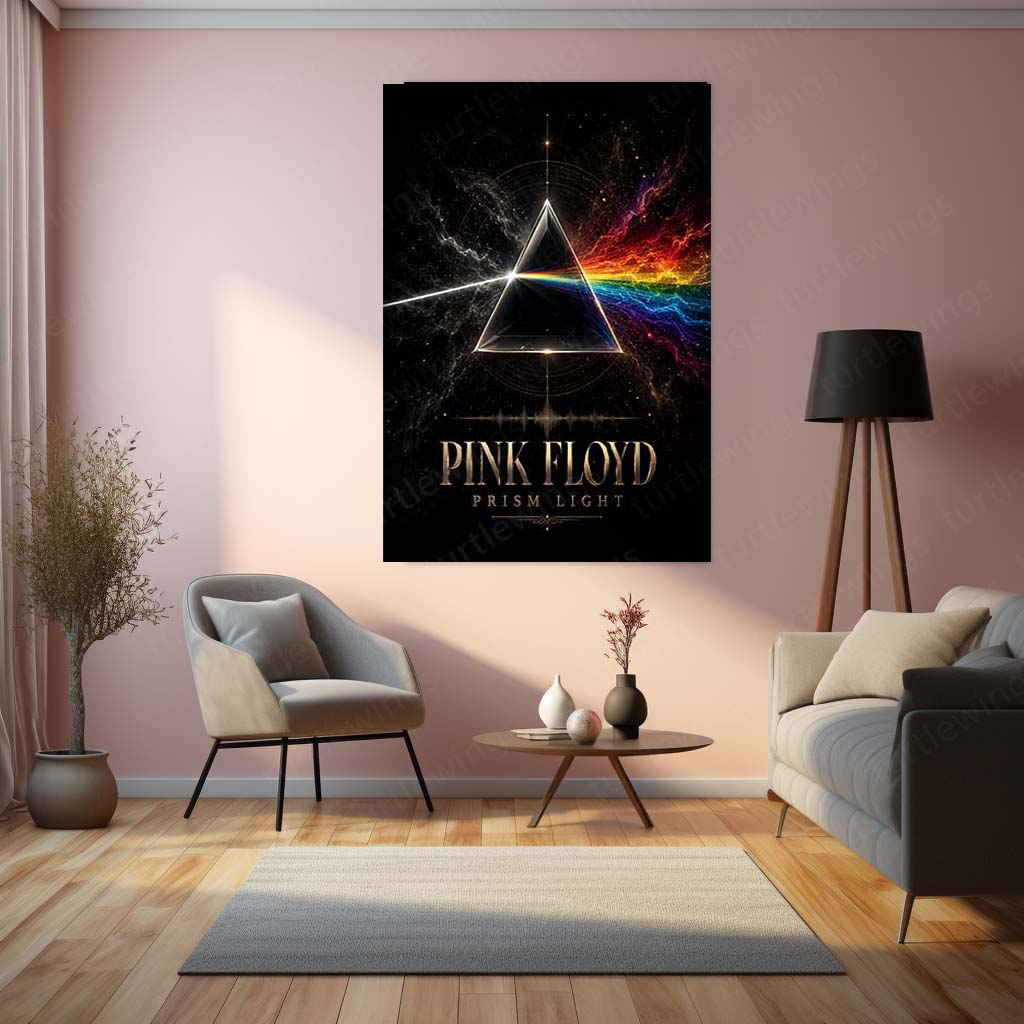 Pink Floyd – Prism Light | Psychedelic Rock Album Inspired Metal Frame | Iconic Music Wall Art by TurtleWings