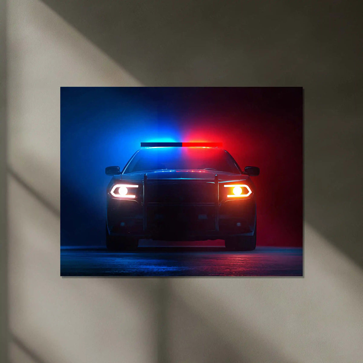 Police Vehicle PCR Lights Neon LED Metal Poster | Patrol Car Night Chase Edition | Law & Justice Wall Art - TURTLEWINGS