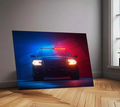 Police Vehicle PCR Lights Neon LED Metal Poster | Patrol Car Night Chase Edition | Law & Justice Wall Art - TURTLEWINGS