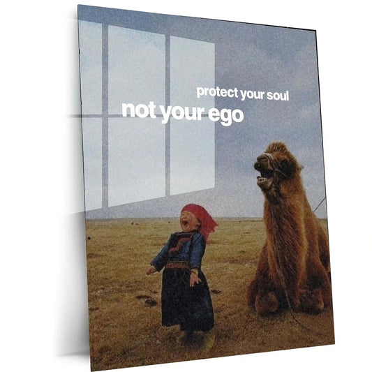 Quote Metal Poster | “Protect Your Soul, Not Your Ego” Quote Metal Frame Wall Art | Minimal Mindset Poster | Aesthetic Room Decor - TURTLEWINGS 