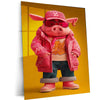 The Piglet Dressed Metal Poster | Przemytnik-Inspired Whimsical Animal Art | Playful Character Decor