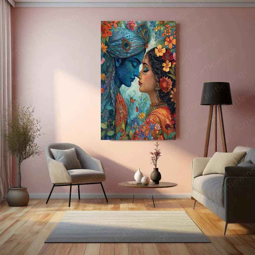 Radha Krishna Metal Poster – Divine Love in CGI | Sacred Radha Krishna Wall Art - TURTLEWINGS