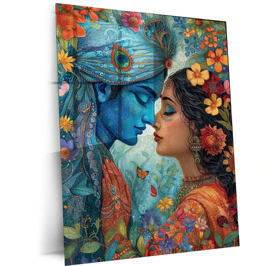 Radha Krishna Metal Poster – Divine Love in CGI | Sacred Radha Krishna Wall Art - TURTLEWINGS