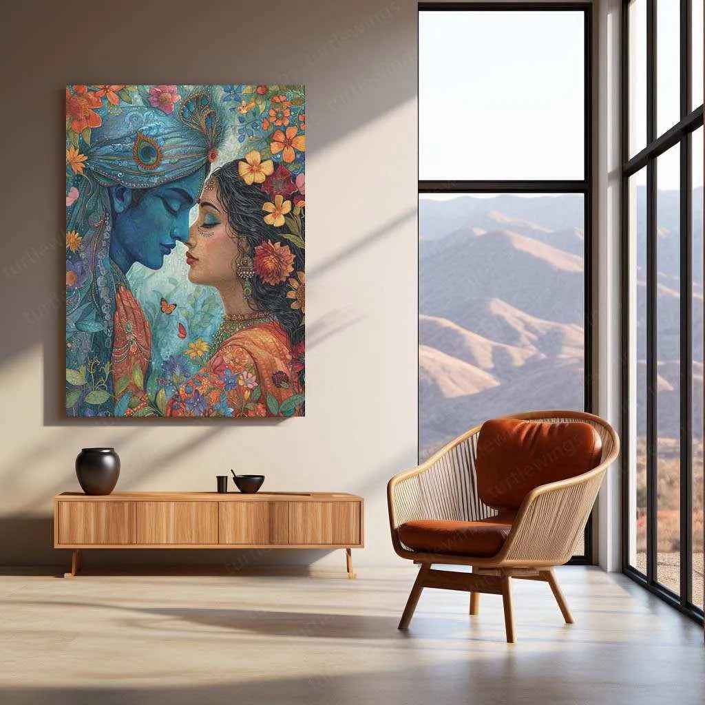 Radha Krishna Metal Poster – Divine Love in CGI | Sacred Radha Krishna Wall Art - TURTLEWINGS