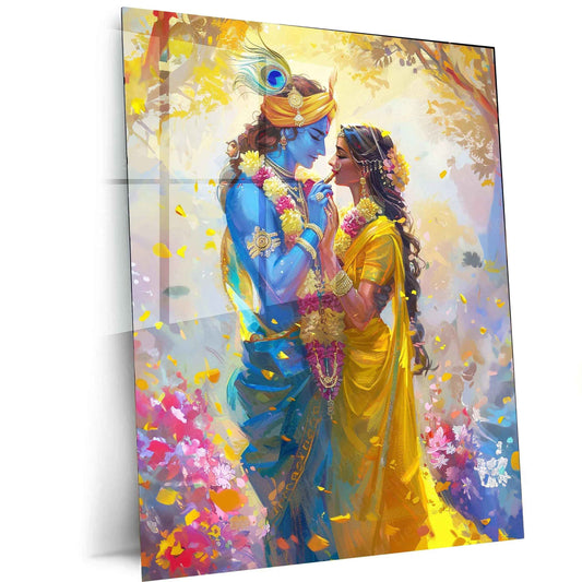Radha Krishna Metal Poster – Divine Love in CGI | Sacred Radha Krishna Wall Art 2 - TURTLEWINGS