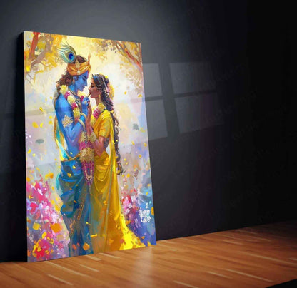 Radha Krishna Metal Poster – Divine Love in CGI | Sacred Radha Krishna Wall Art 2 - TURTLEWINGS