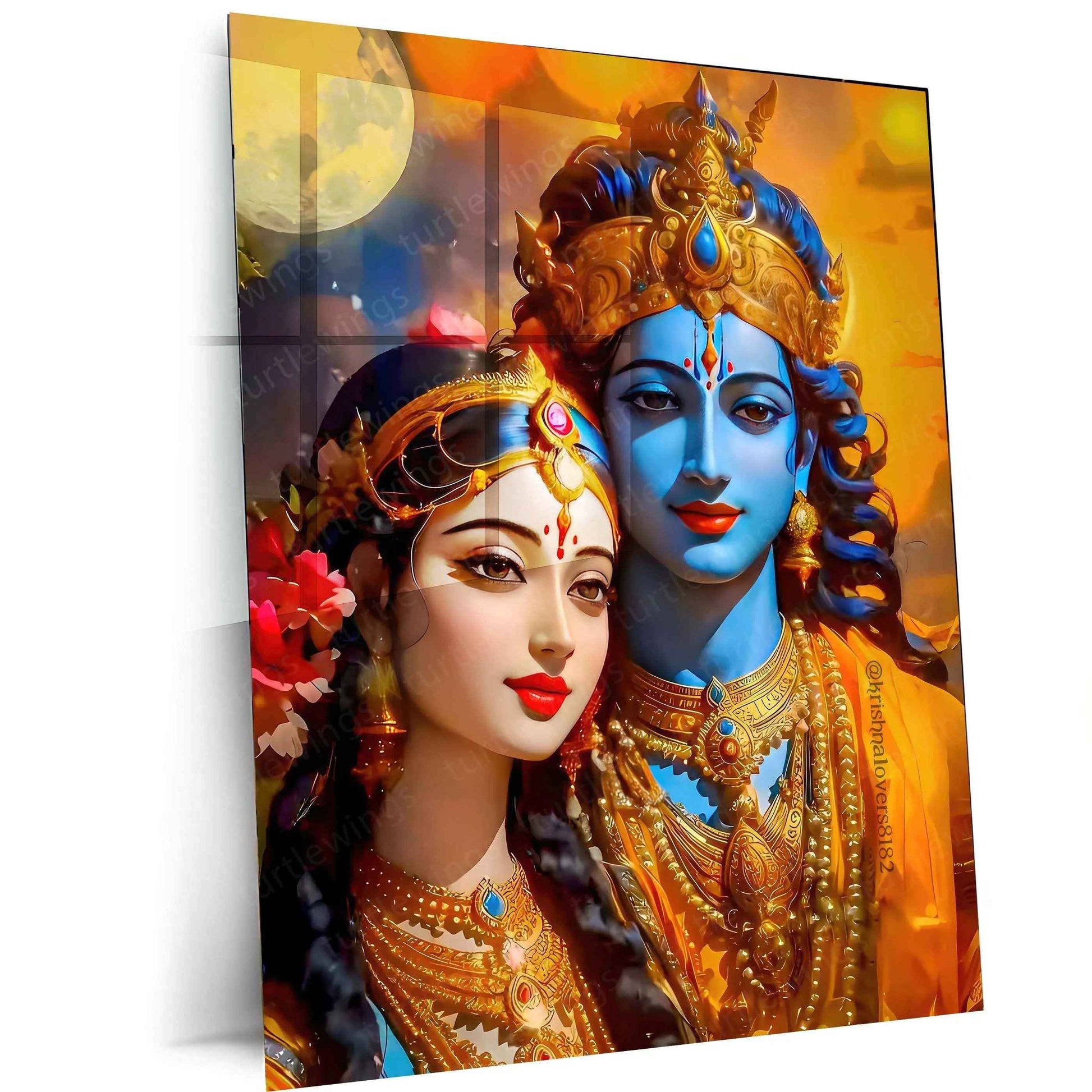 Radha Krishna Metal Poster | Divine Love Wall Art | Spiritual & Aesthetic Decor - TURTLEWINGS