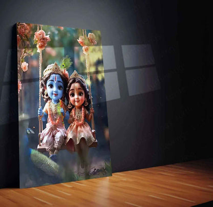 Radha Krishna Metal Poster | Divine Love Wall Art | Spiritual & Aesthetic Decor - TURTLEWINGS