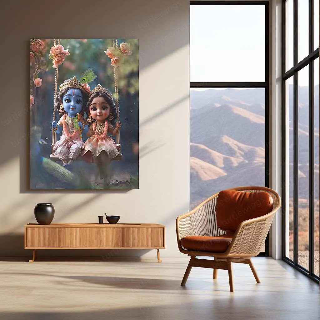 Radha Krishna Metal Poster | Divine Love Wall Art | Spiritual & Aesthetic Decor - TURTLEWINGS