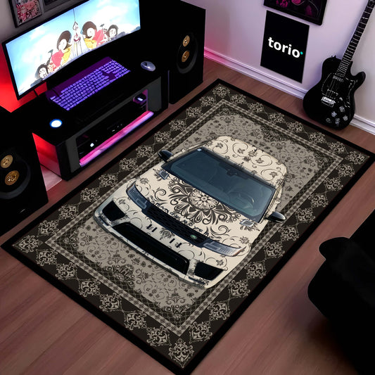 Range Rover Sport Front View Floor Mat | Luxury Damask Persian Carpet Style SUV Flat Rug | Anti-Slip 3mm Absorbent Premium Car Design Mat
