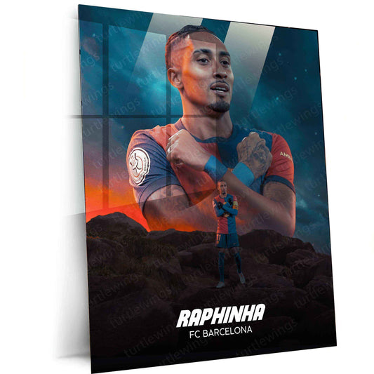 Raphinha footballer Metal Frame â Brazilian Flair in Football - TURTLEWINGS