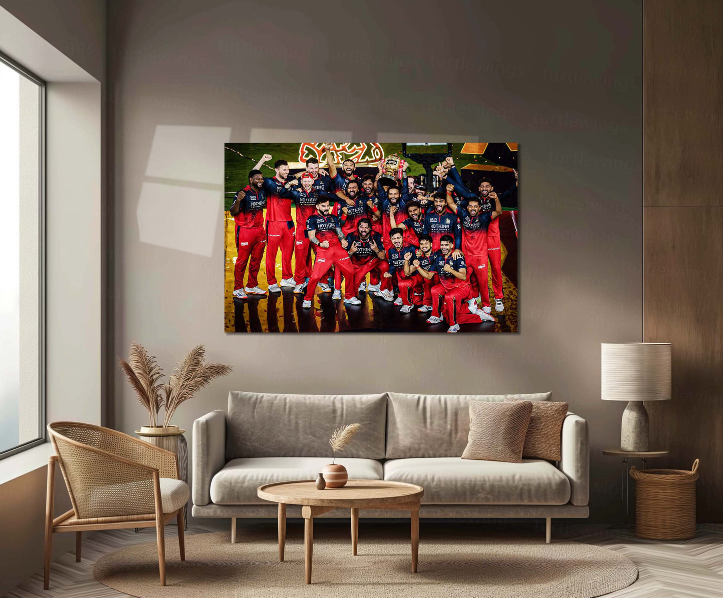 RCB Champion Celebration Metal Poster | IPL 2026 Trophy Winning Cricket Wall Art for Fans 01