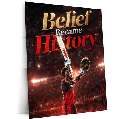 RCB virat Batting Celebration Metal Poster | IPL 2026 Cricket Champion Wall Art for Fans 05