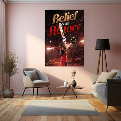 RCB virat Batting Celebration Metal Poster | IPL 2026 Cricket Champion Wall Art for Fans 05