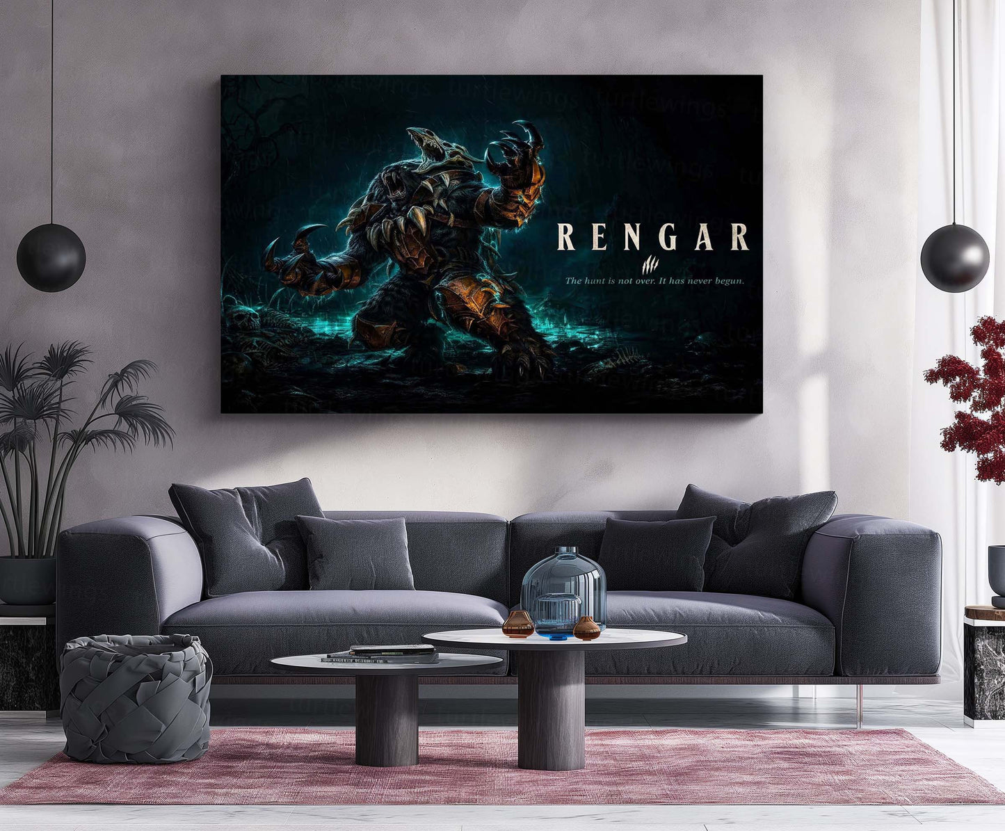 Game Metal Poster | Rengar – The Hunt Is Not Over Metal Poster League Inspired Wall Art | Predator Hunter Gaming Metal Frame