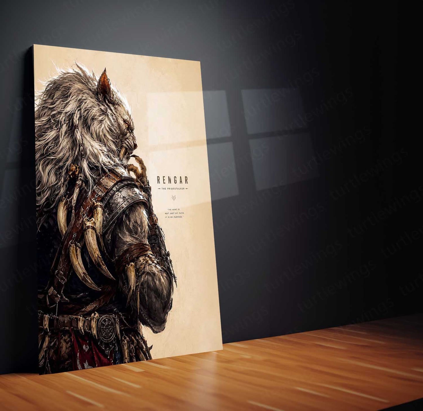Game Metal Poster | Rengar – The Pridestalker Metal Poster League Inspired Wall Art | Hunter Instinct Gaming Metal Frame  📝