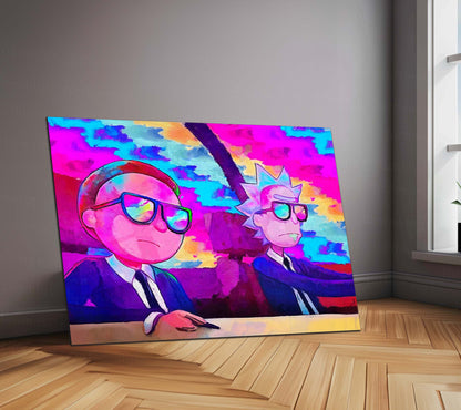 Rick and Morty Artwork – Metal Frame | Sci-Fi Cartoon Wall Art | Multiverse Madness Poster for Fans & Collectors - TURTLEWINGS